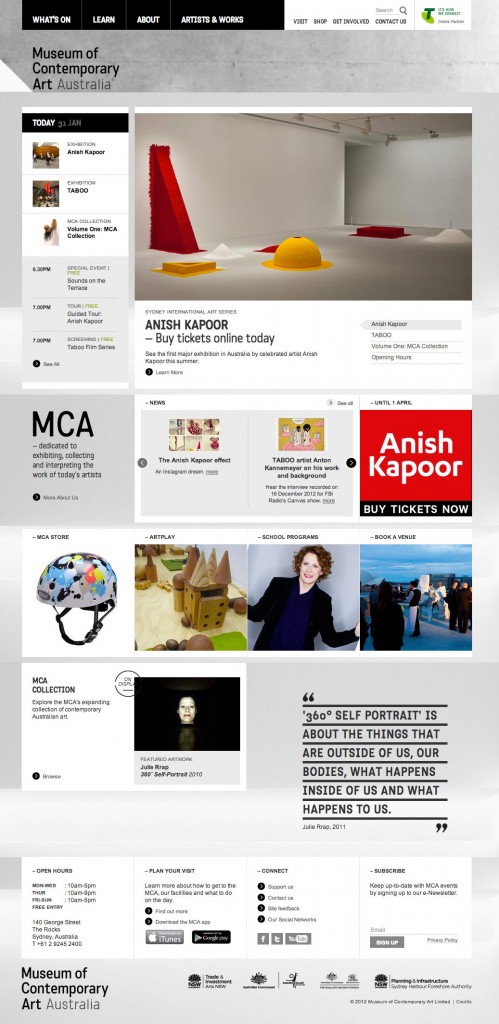 The new MCA homepage