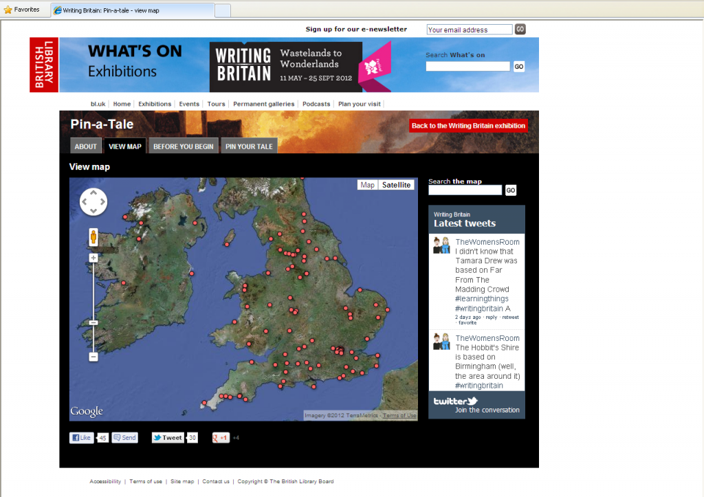 Figure 6. Pin a Tale - Locating literary works onto a map