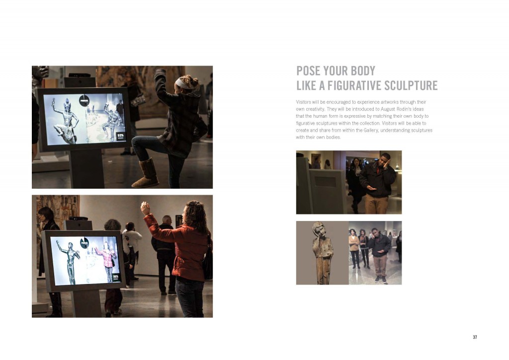 Figure 13: Visitors playing Expression game in Gallery One's sculpture lens. Photo by Local Projects
