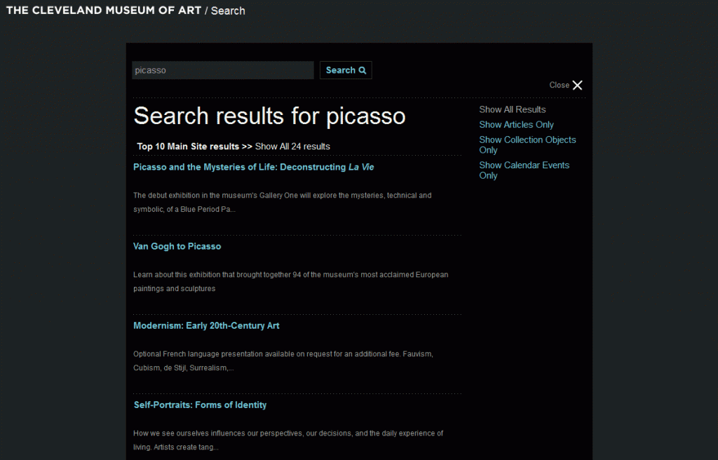 The re-implemented search results page on the Sitecore-based site was a “real” page rather than a pop-up, allowing online visitors to (finally) use the back button. Photo by CMA.