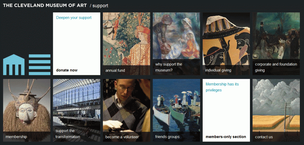 Landing pages are much cleaner and easier to navigate with art-object and image-only cards removed. Photo by CMA.